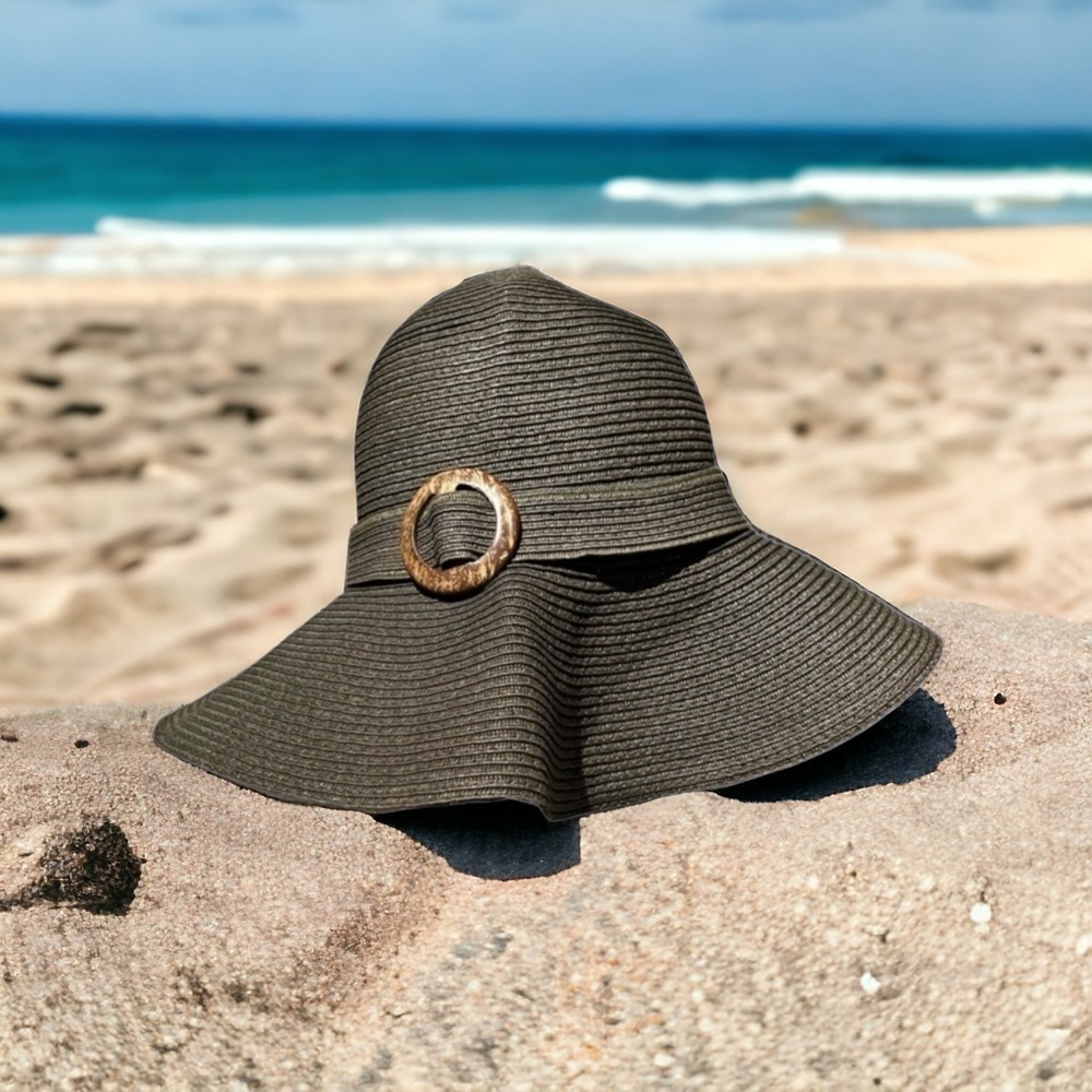 🌻Brown FLOPPY Brown Outdoors Beach Pool Summer Brimmed Hat {One Size}